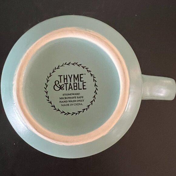 THYME & TABLE Sage Green Stoneware Mug ~ Chevron Design White & Metallic Brass - Picture 12 of 13